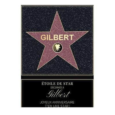 Affiche etoile de star personnalisée pour un Gilbert