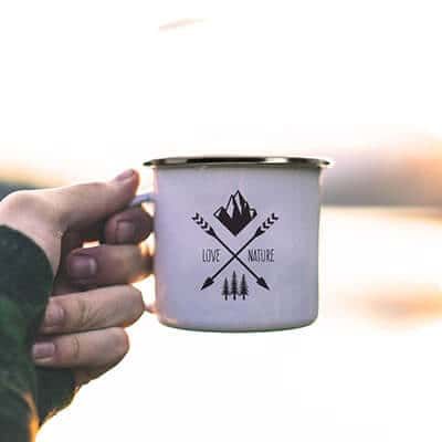 Mug émaillé personnalisé message - Montagnes