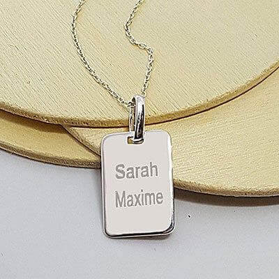 Collier plaque Homme en Argent véritable