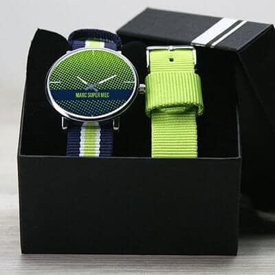 Montre duo Bleu vert Message