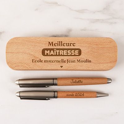 Parure de stylos personnalisés - Merci Maitresse
