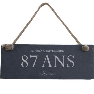 Plaque de porte en ardoise femme 87 ans