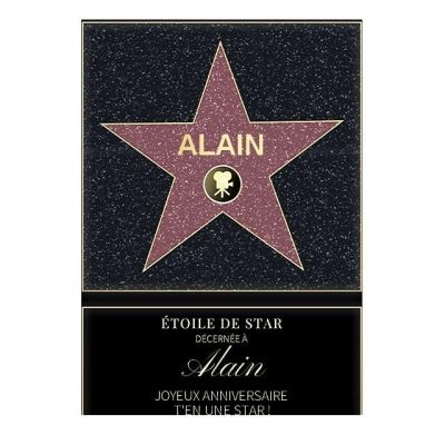 Affiche etoile de star personnalisée pour un Alain