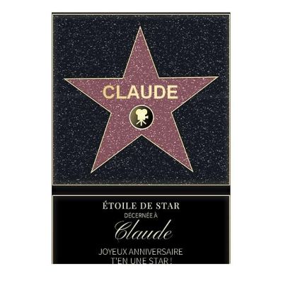 Affiche etoile de star personnalisée pour un Claude