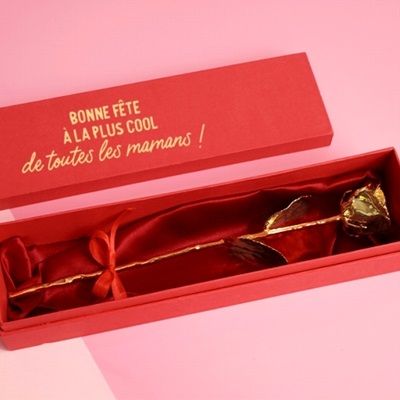Grande rose en or dans son écrin personnalisable - Texte