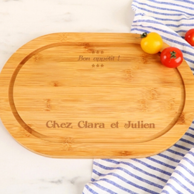 Planche à découper ovale personnalisée en bois - Oui Chef