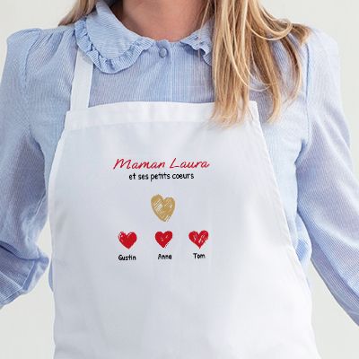 Tablier personnalisé - Maman et ses petits coeurs