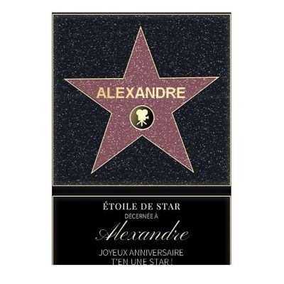 Affiche etoile de star personnalisée pour un Alexandre
