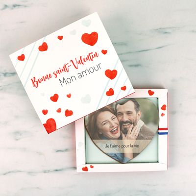 Maxi coeur chocolat personnalisé - Photo et message