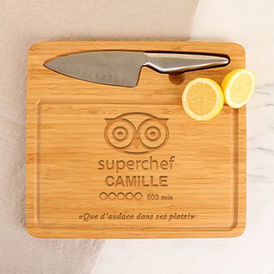 Planche à découper personnalisée avec couteau - Super Chef