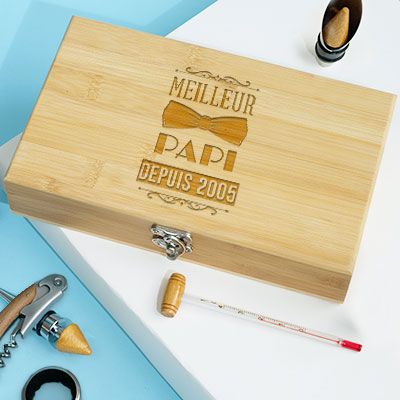 Coffret sommelier personnalisé - 5 accessoires - Meilleur Grand-Père