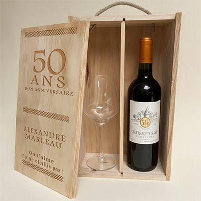 Caisse à vin premium personnalisée - Anniversaire Age