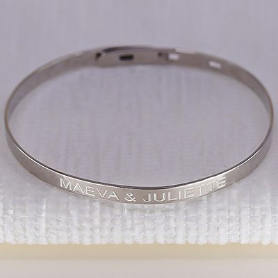 Bracelet Jonc gravé en Argent véritable