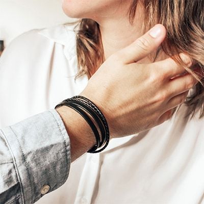 Bracelet personnalisable mix cuir - Marron ou noir