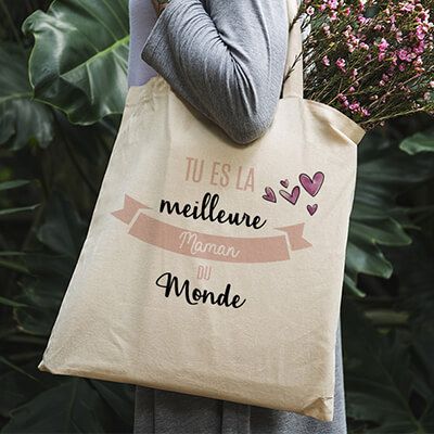 Tote bag Personnalisable - Tu es la meilleure du monde - 100% coton naturel