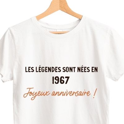 T-shirt blanc femme message générique année 1967