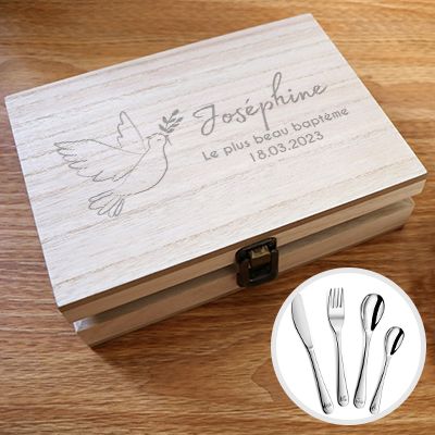 Kit couverts enfant gravé - Baptême / Communion