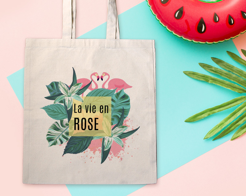 Voir l'image 1 du produit Tote bag Personnalisable - Flamant rose - 100% coton naturel