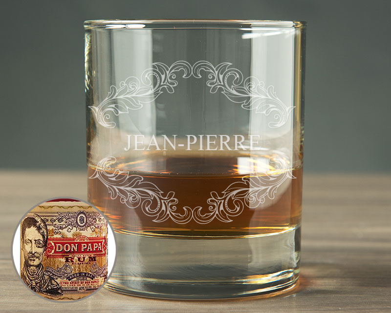 Bouteille de Rhum Don Papa + Verre gravé personnalisable