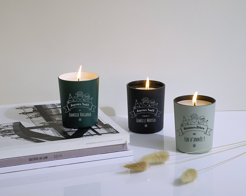 Bougie de Noël personnalisée et sa boîte cadeau