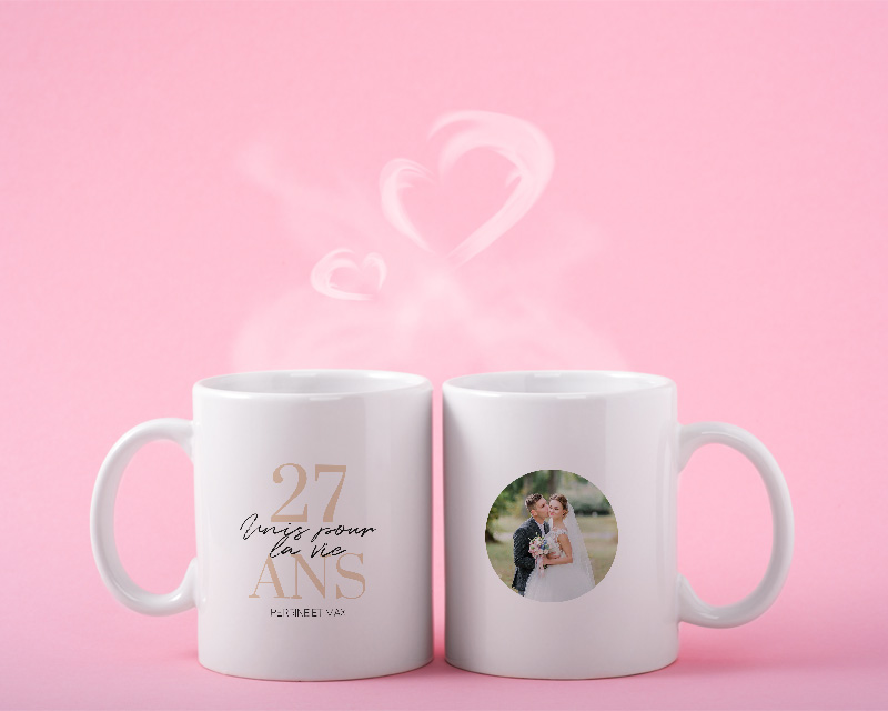 Mug personnalisé anniversaire de mariage - Noces d'Acajou