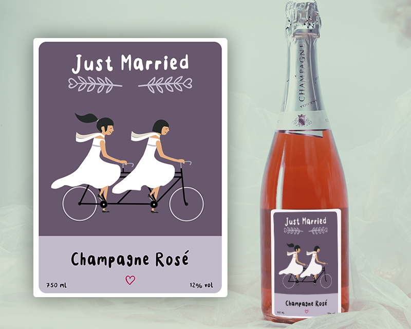 Voir l'image 5 du produit Champagne rosé Just Married et Lot de 2 Flûtes à Champagne Personnalisables Prénom