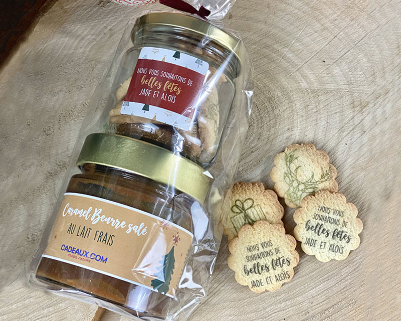 Coffret duo biscuits et caramel beurre salé Personnalisable - Noël