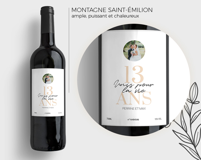 Bouteille de vin personnalisée anniversaire de mariage - Noces de Muguet