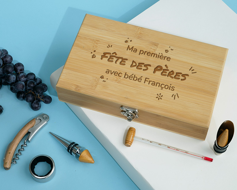 Coffret Sommelier gravé et ses accessoires - Ma Première Fête des Pères