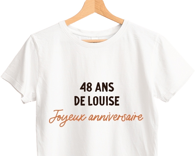 T-shirt blanc avec message femme 48 ans