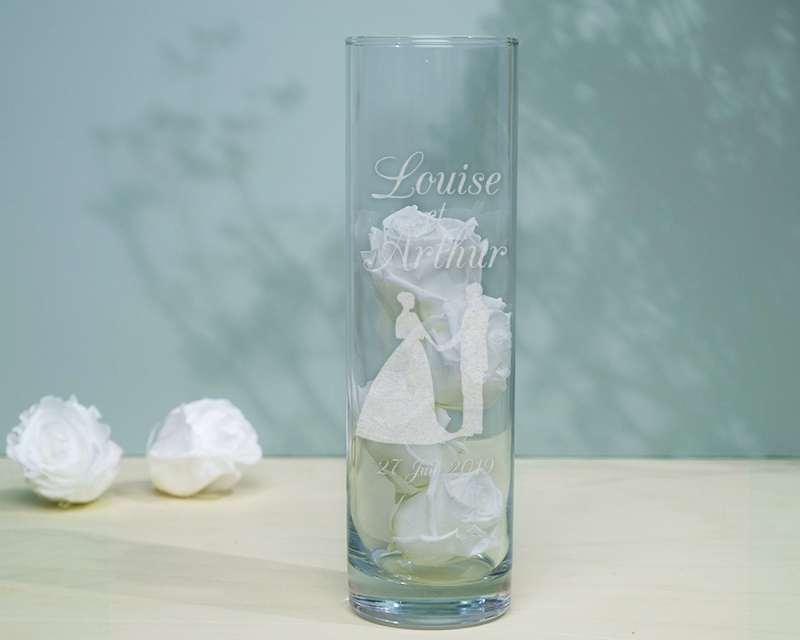 Vase Personnalisable et ses roses éternelles - Mariage