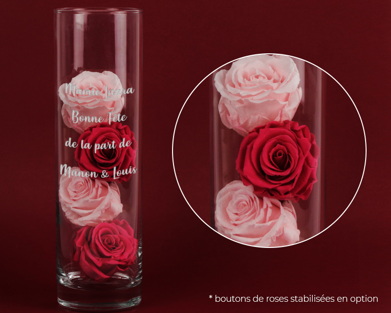 Vase cylindrique gravé Personnalisable - Message