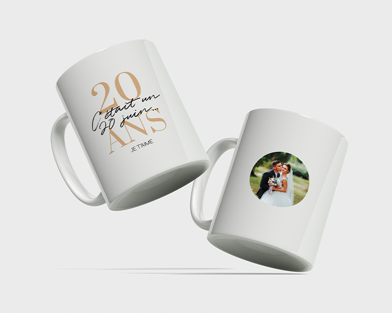 Mug personnalisé anniversaire de mariage - Noces de Porcelaine