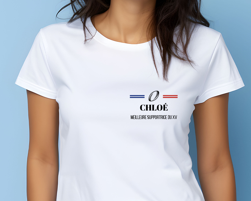 T-shirt femme personnalisé - Bleu Blanc Rouge Rugby