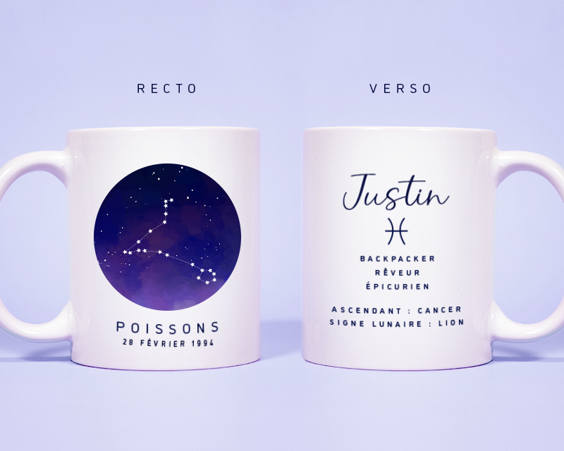 Mug personnalisé Constellation - Poissons