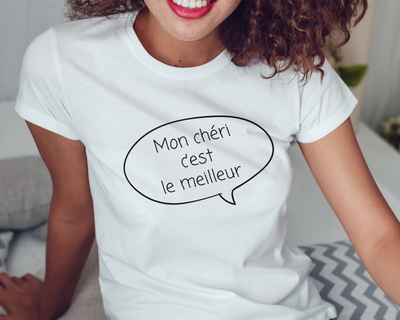 T-shirt blanc femme Personnalisable - Bulle dialogue