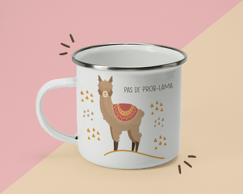 Mug émaillé personnalisé prénom - Lama