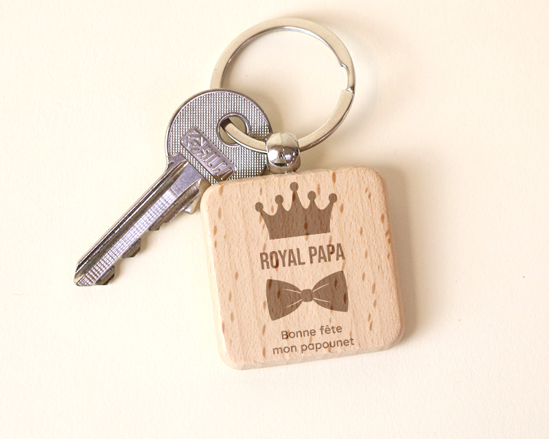 Porte-clés en bois personnalisé - Papa Royal