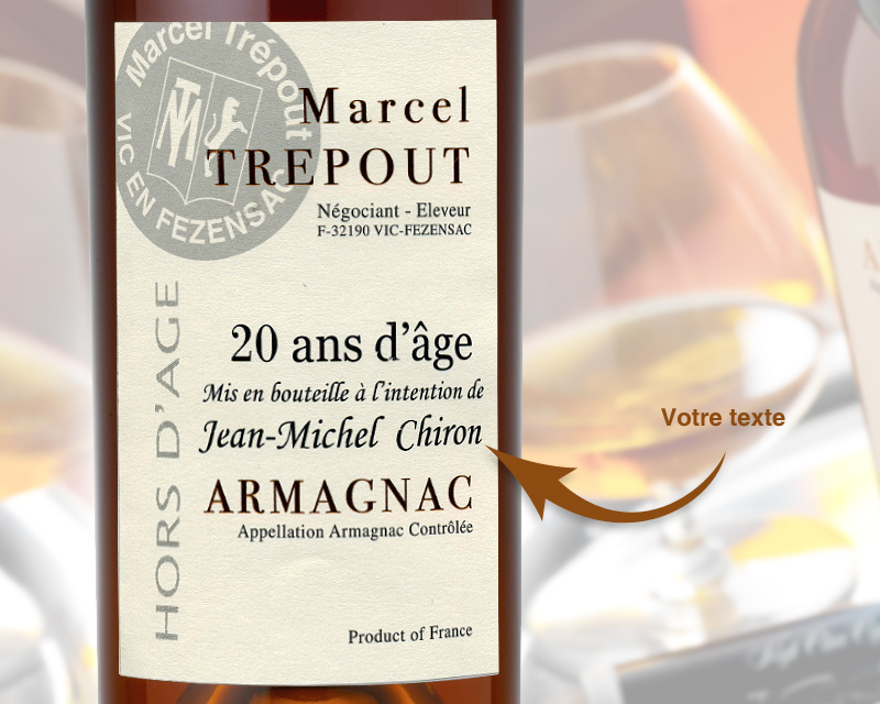 Bouteille d'Armagnac personnalisée 20 ans