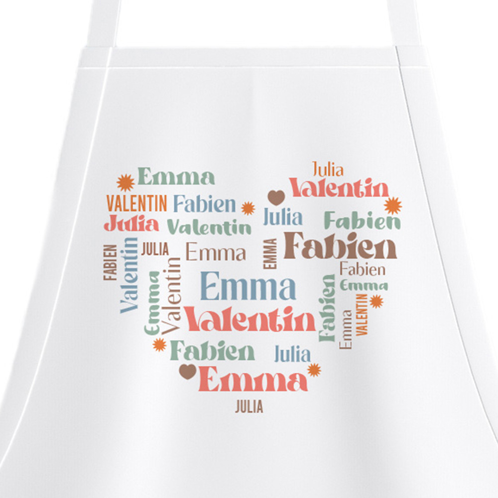 Tablier personnalisé Coeur Famille