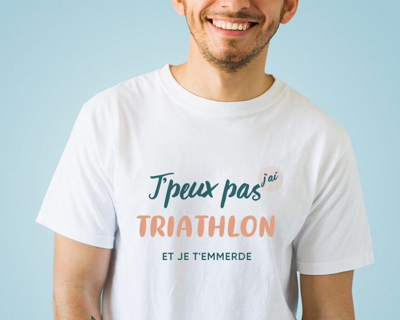 Tee Shirt homme à personnaliser - J'peux pas j'ai triathlon