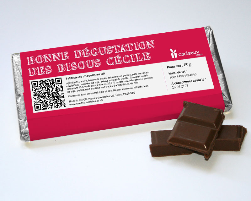 Tablette de chocolat personnalisée Rouge