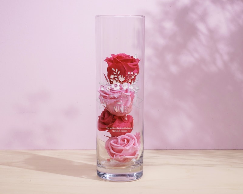 Vase personnalisé cylindrique - Mamie Fleurie
