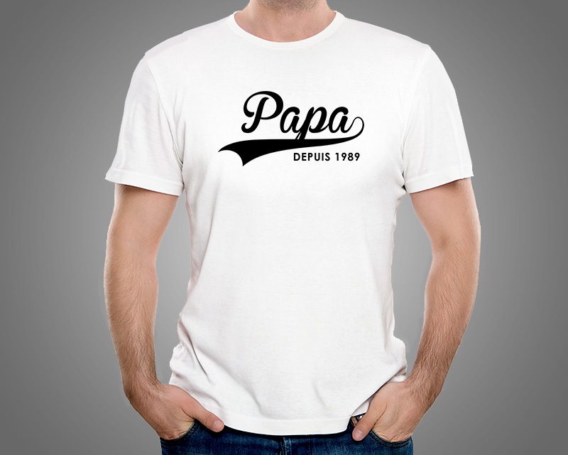 T-shirt blanc Papa depuis