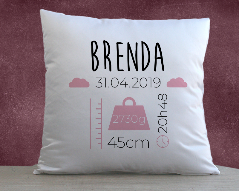 Coussin Personnalisable - Naissance - Rose