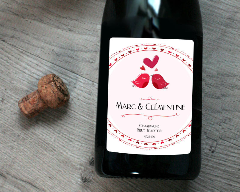 Champagne Nid d'amour Personnalisé