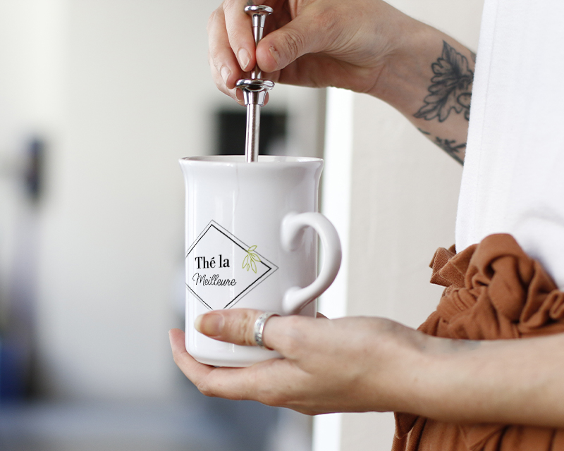 Mug personnalisé avec thé et boule à thé - Message
