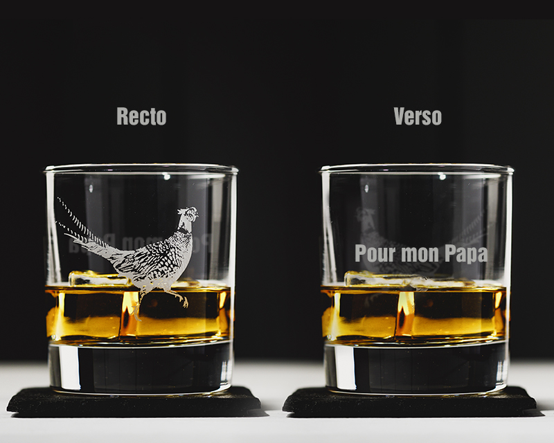 Verre à Whisky Personnalisable - Faisan avec son sous verre