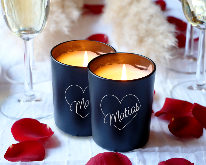 Lot de 2 Bougies Gravées Coeur