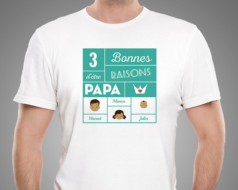 T-shirt Blanc Les bonnes raisons d'être Papa Family Circus